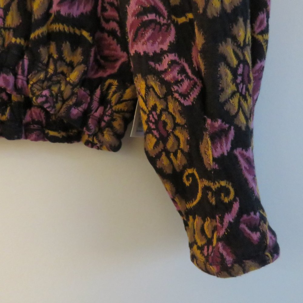 FREE PEOPLE No Ordinary Floral Puff Sleeve Top in Black Combo - Size XS - Picture 8 of 16